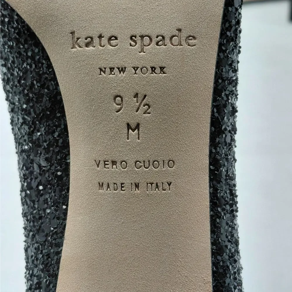 Kate Spade Womens Heels Size 9.5M Silver Glitter Block Heel Pumps Wedding Party